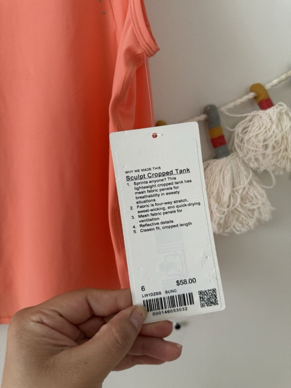 Lululemon Sculpt Cropped Tank Top Pleated Sun Orange Lightweight Run NWT 6 - Picture 5 of 8